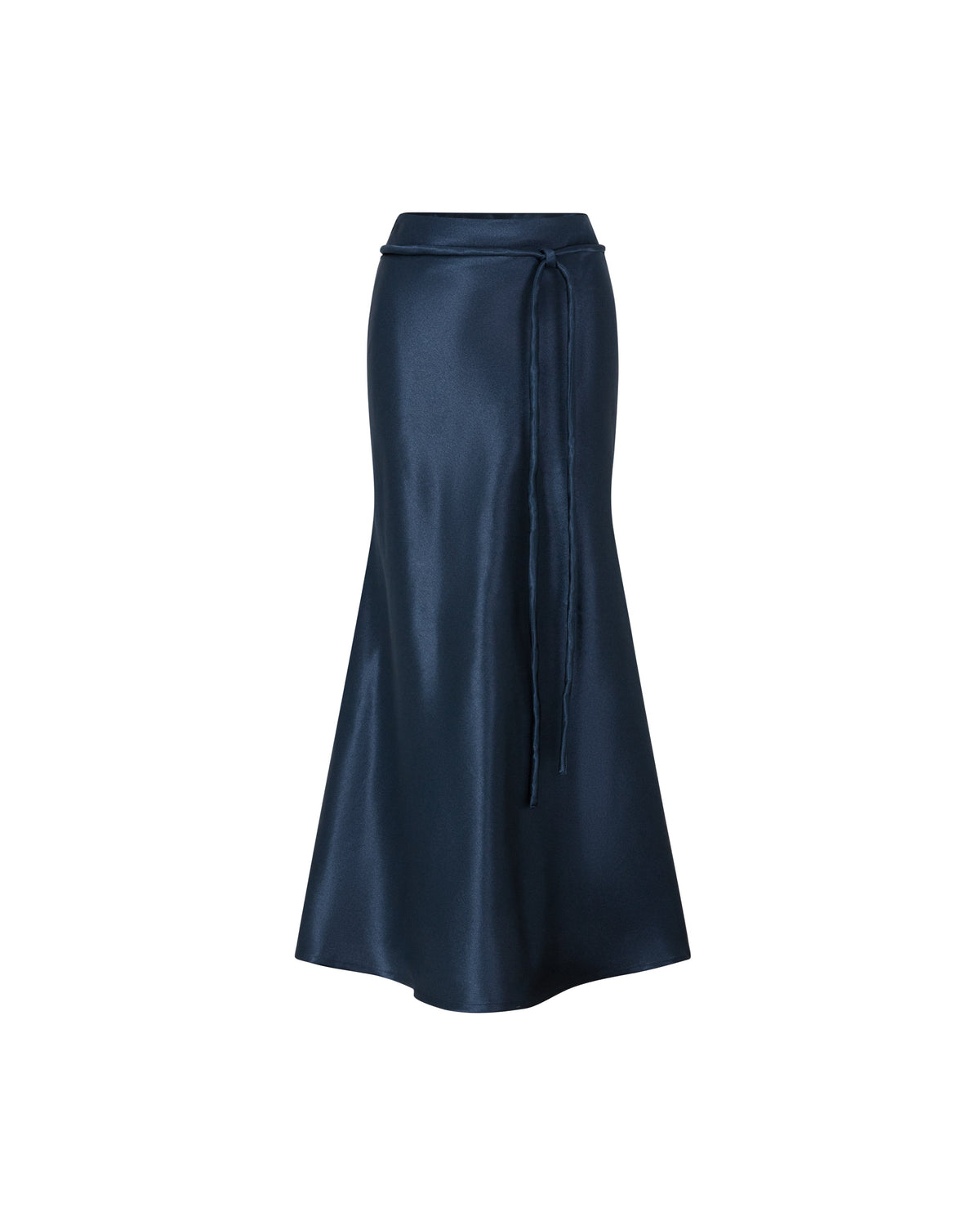 Silk Midi Long Skirt With Belt