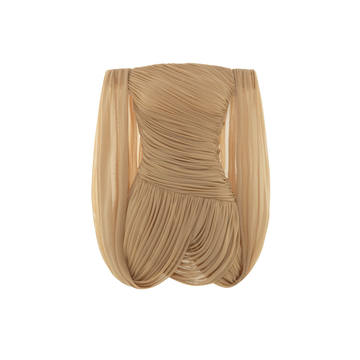 Off-Shoulder Ruched Short Cape Dress