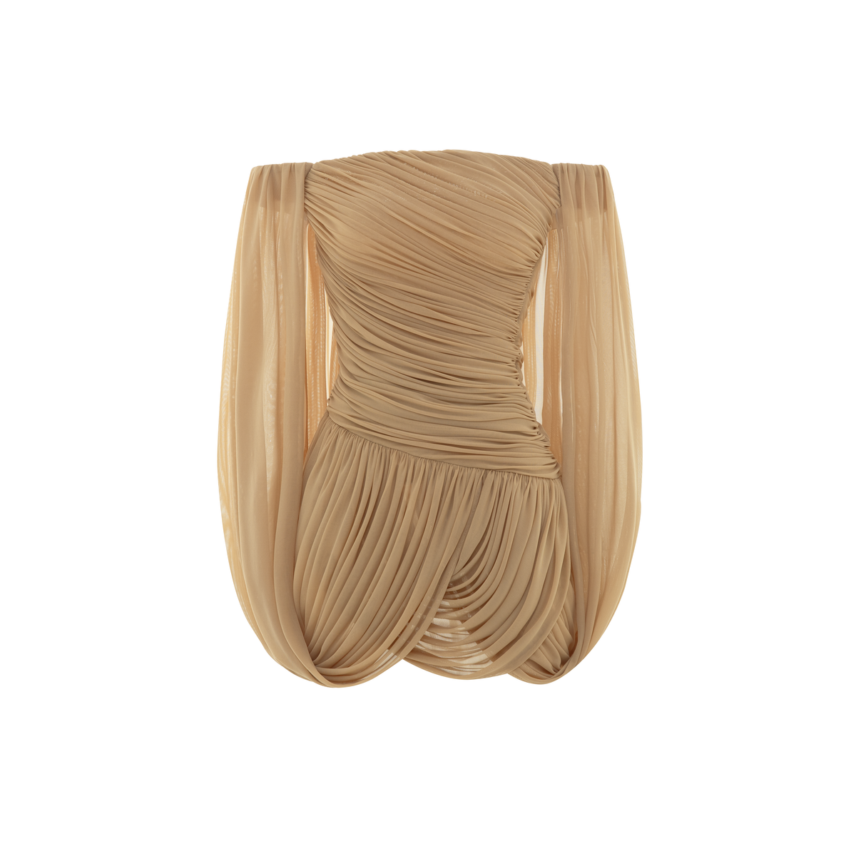 Off-Shoulder Ruched Short Cape Dress