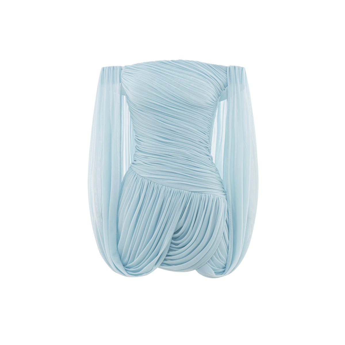 Off-Shoulder Ruched Short Cape Dress