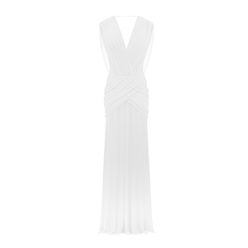 V-Neck Ruched Stretch Mesh Dress