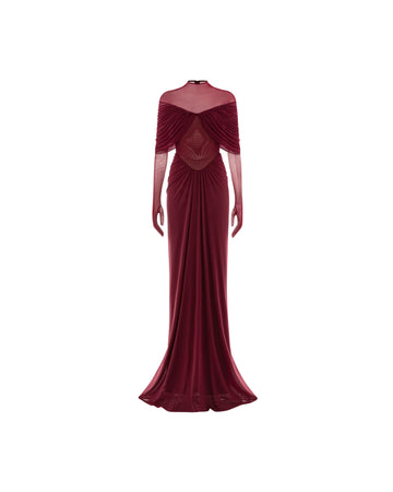 (PRE-ORDER) Draped Pleated Cape Dress