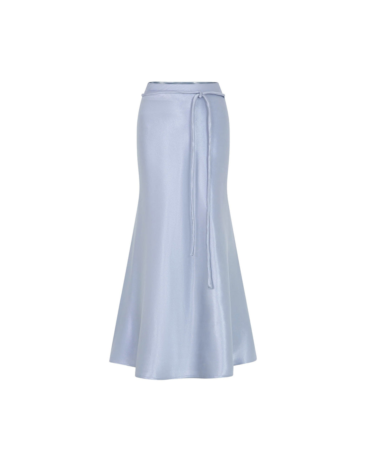 Silk Midi Long Skirt With Belt