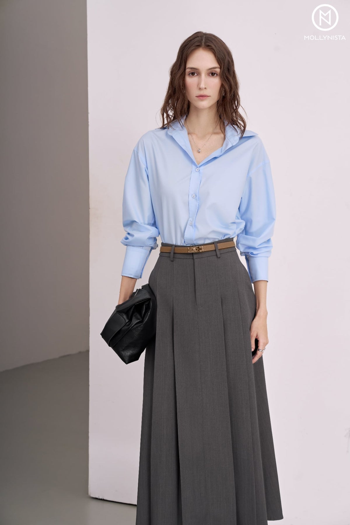 Basic Pleated Long Skirt