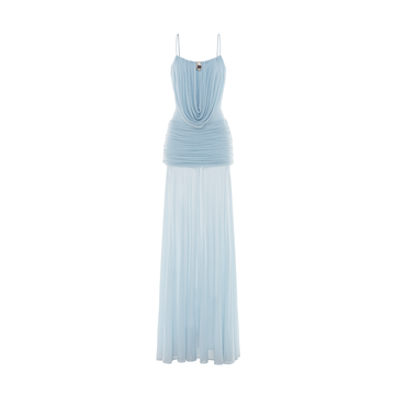 (PRE-ORDER) Cowl-Neck Ruched Stretch Mesh Gown