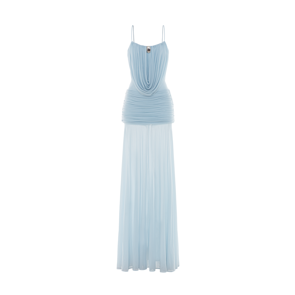 (PRE-ORDER) Cowl-Neck Ruched Stretch Mesh Gown