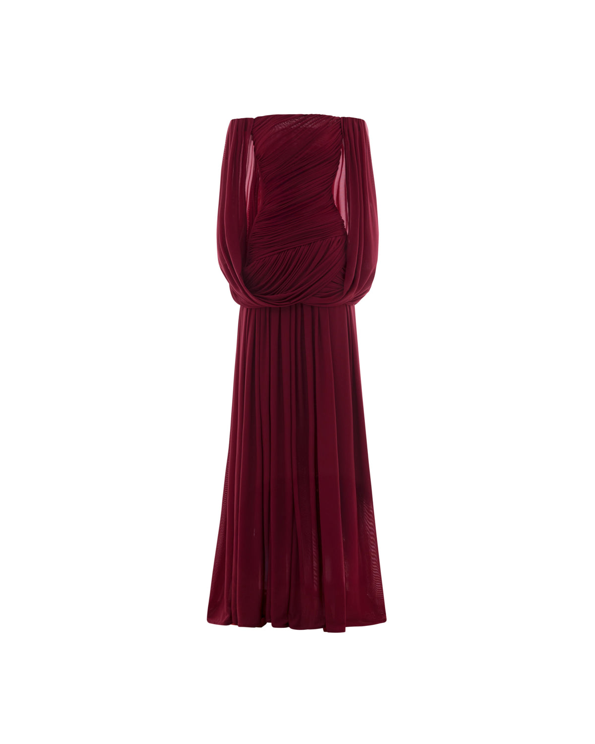 Off Shoulder Ruched Cape Dress