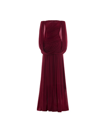 Off Shoulder Ruched Cape Dress