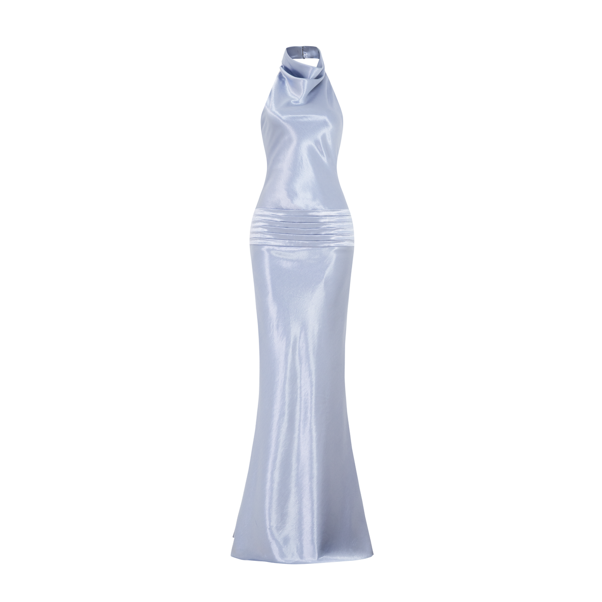 Cowl Neck Silk Dress With Twisted Bow Back