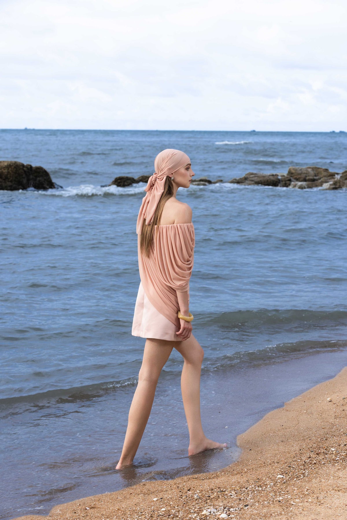 Off-Shoulder Asymmetric Draped Top