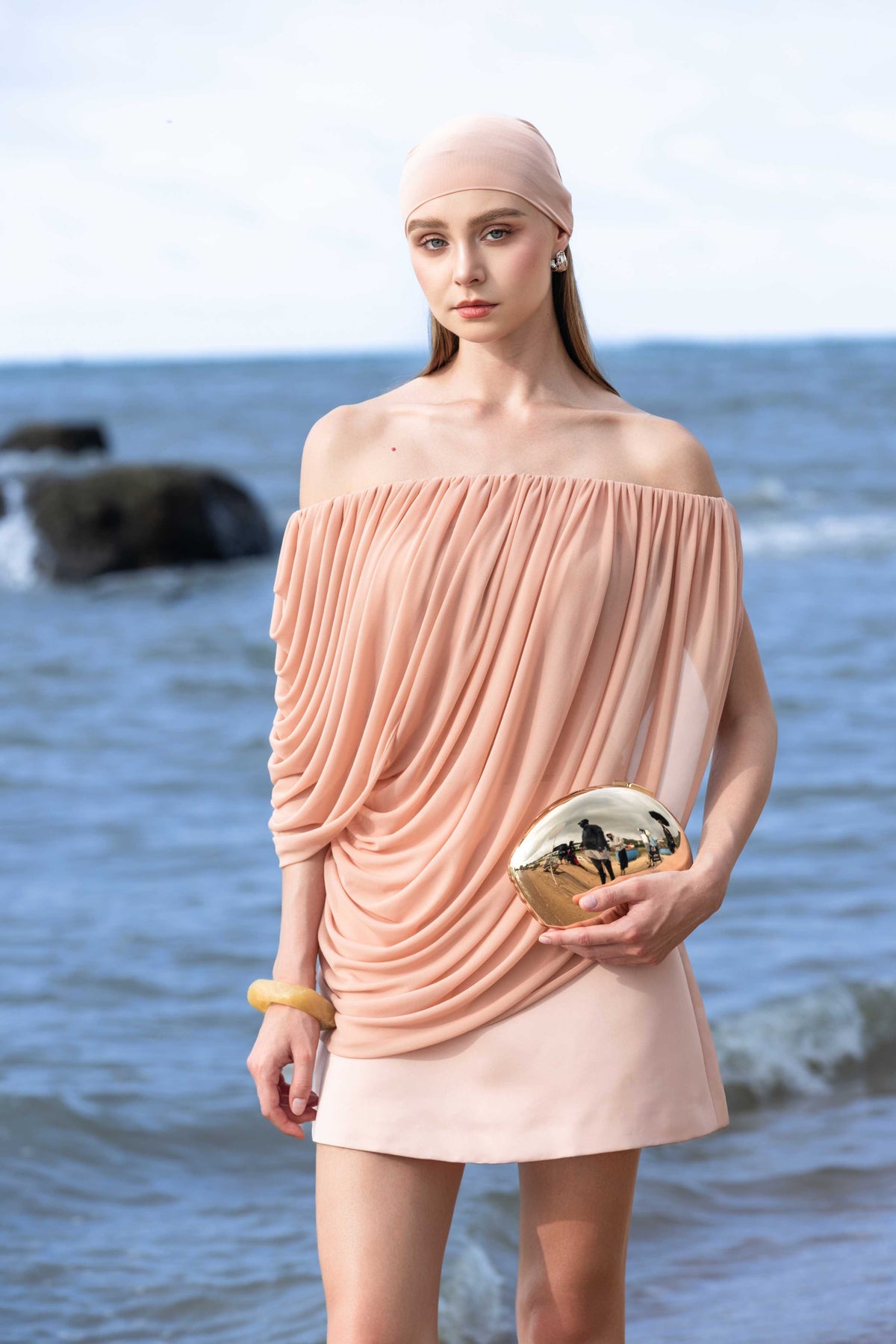 Off-Shoulder Asymmetric Draped Top