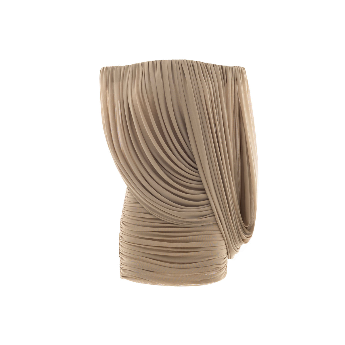 One-Shoulder Stretch Mesh Cape Dress