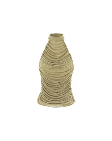(PRE-ORDER) Draped Pleated Knit Halter Top