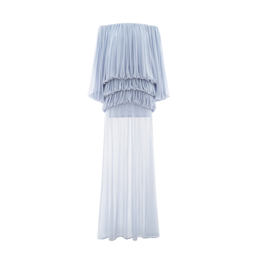 Off-Shoulder Ruched Stretch Mesh Set (Top & Skirt)
