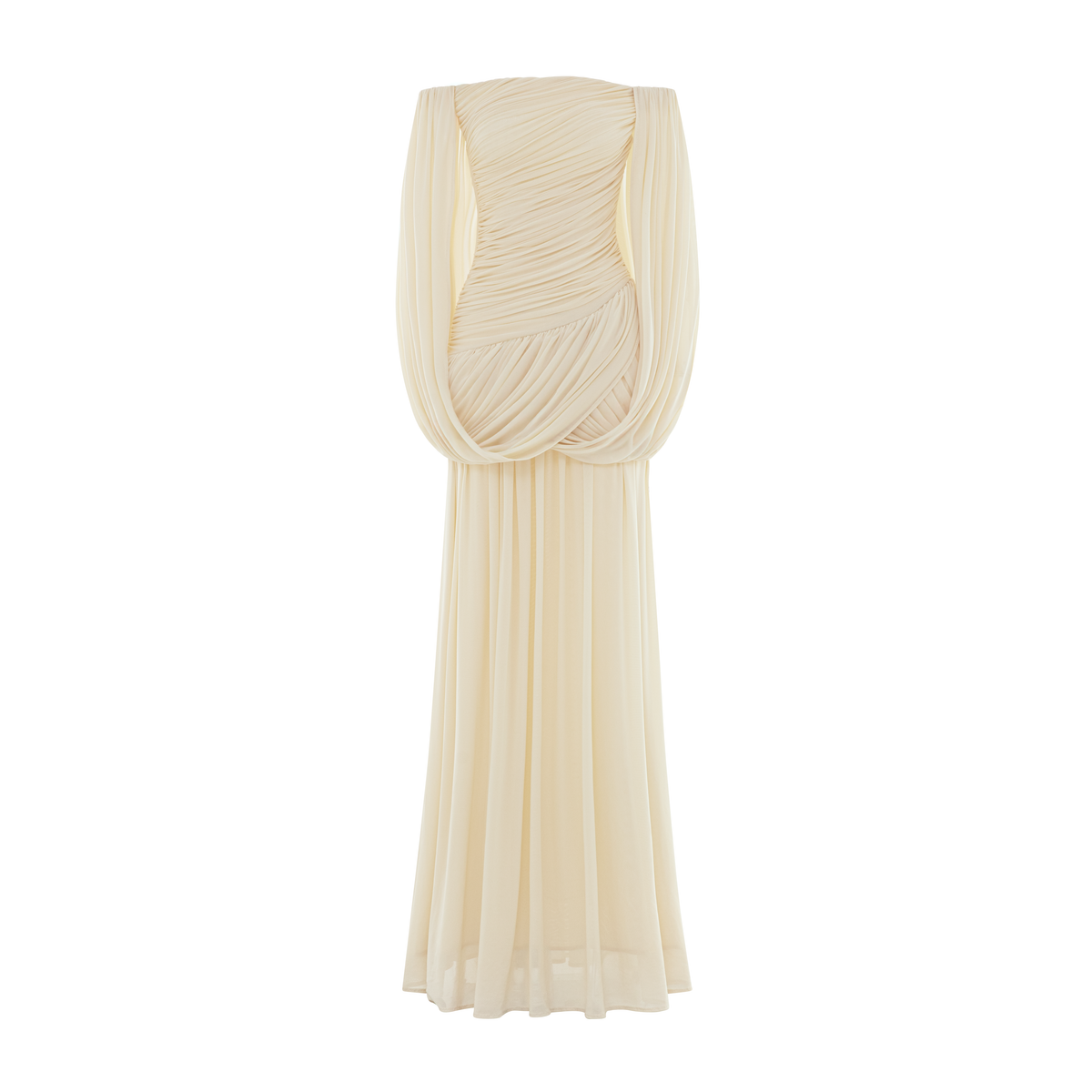 Off Shoulder Ruched Cape Dress