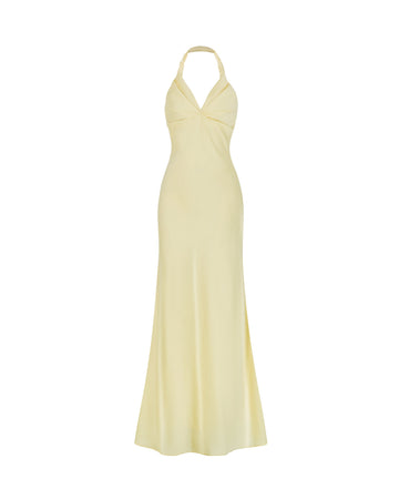 Twist-Neck Silk Midi Dress