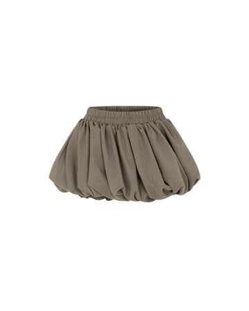 (PRE-ORDER) Smoky Brown Asymmetric Ruched Skort