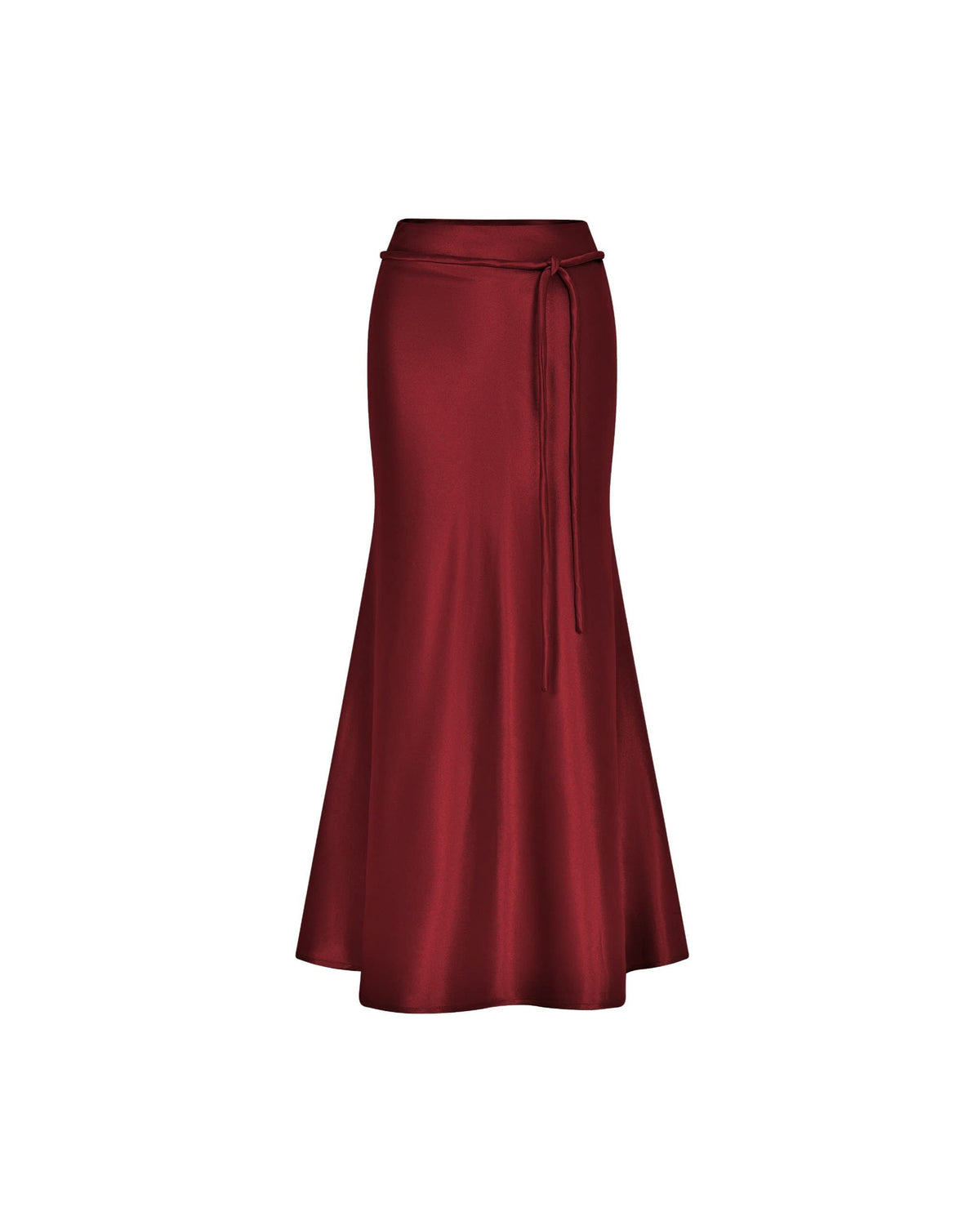 Silk Midi Long Skirt With Belt