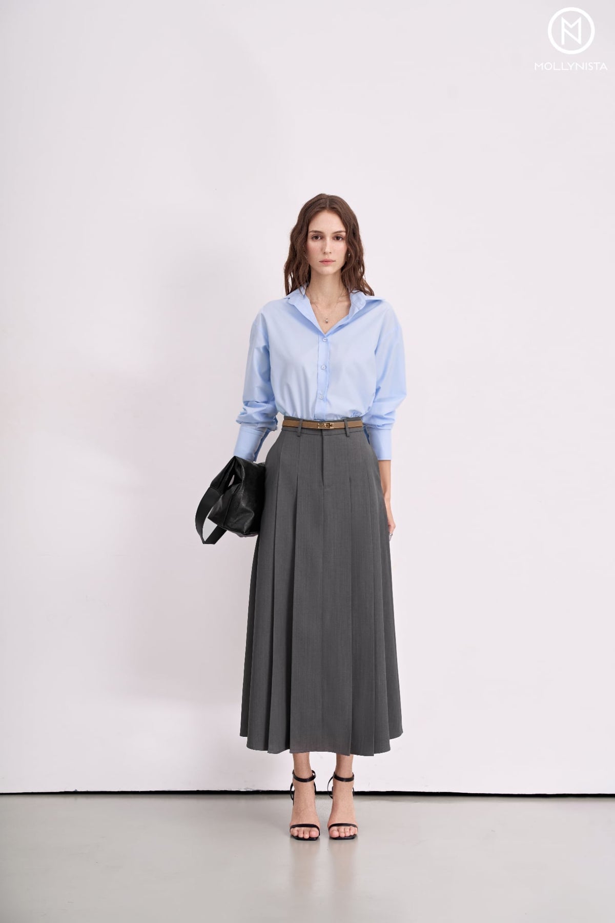 Basic Pleated Long Skirt