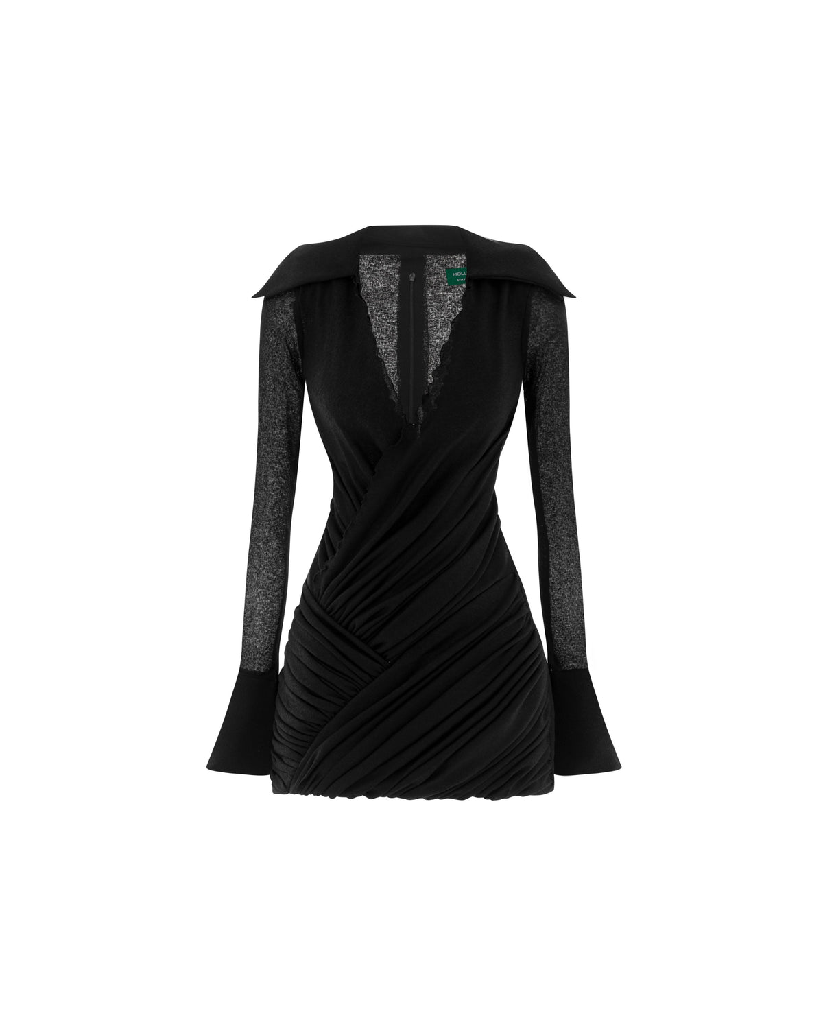 (PRE-ORDER) Ruched Wrap-Style Knit Shirt Dress