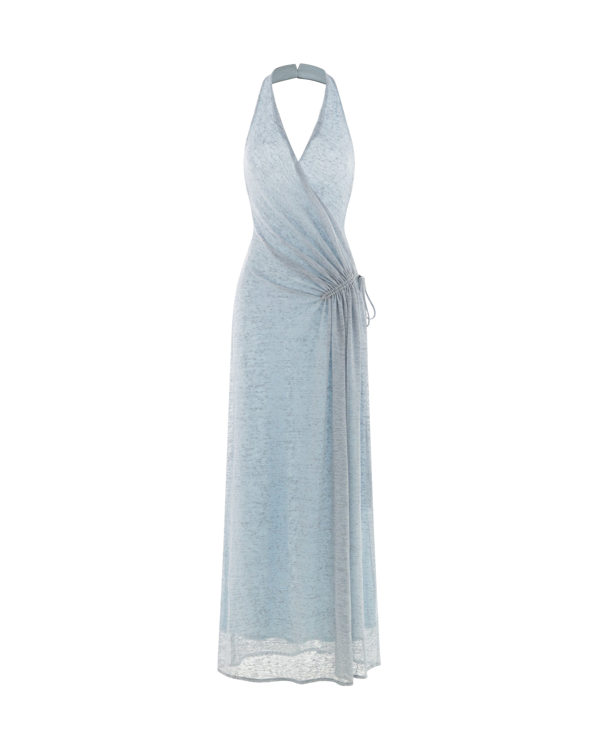 Blue Stretch Mesh Maxi Dress