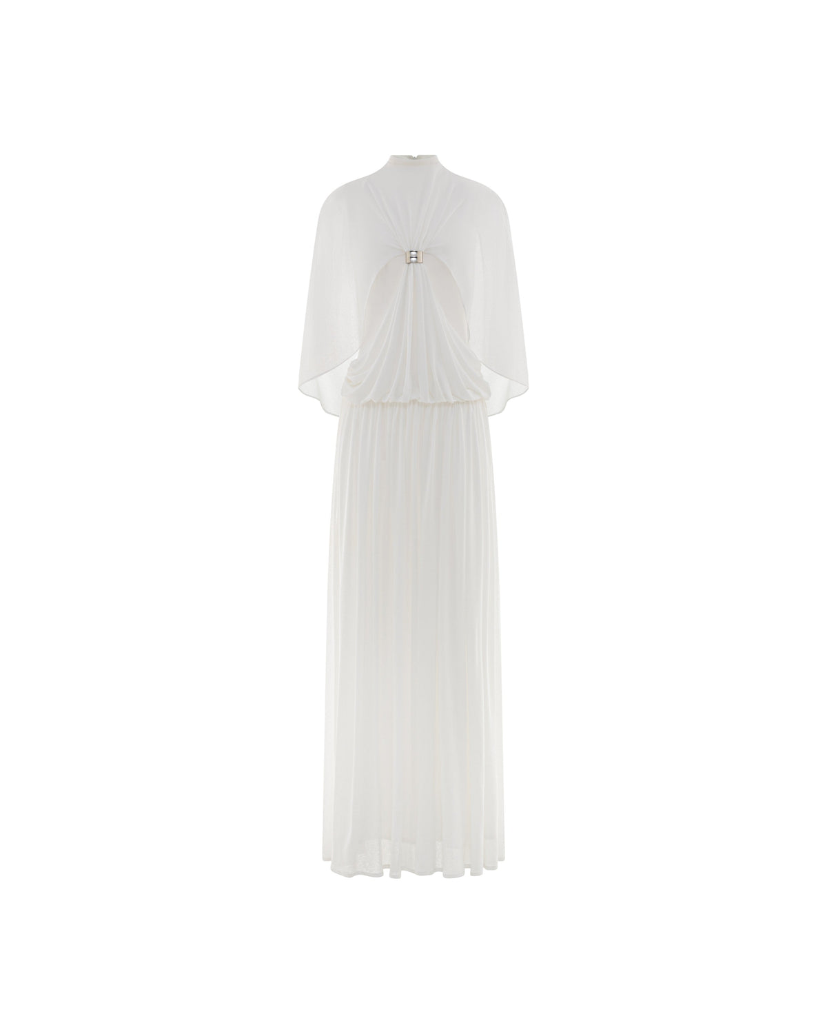 White Cape Dress With Silver Knot