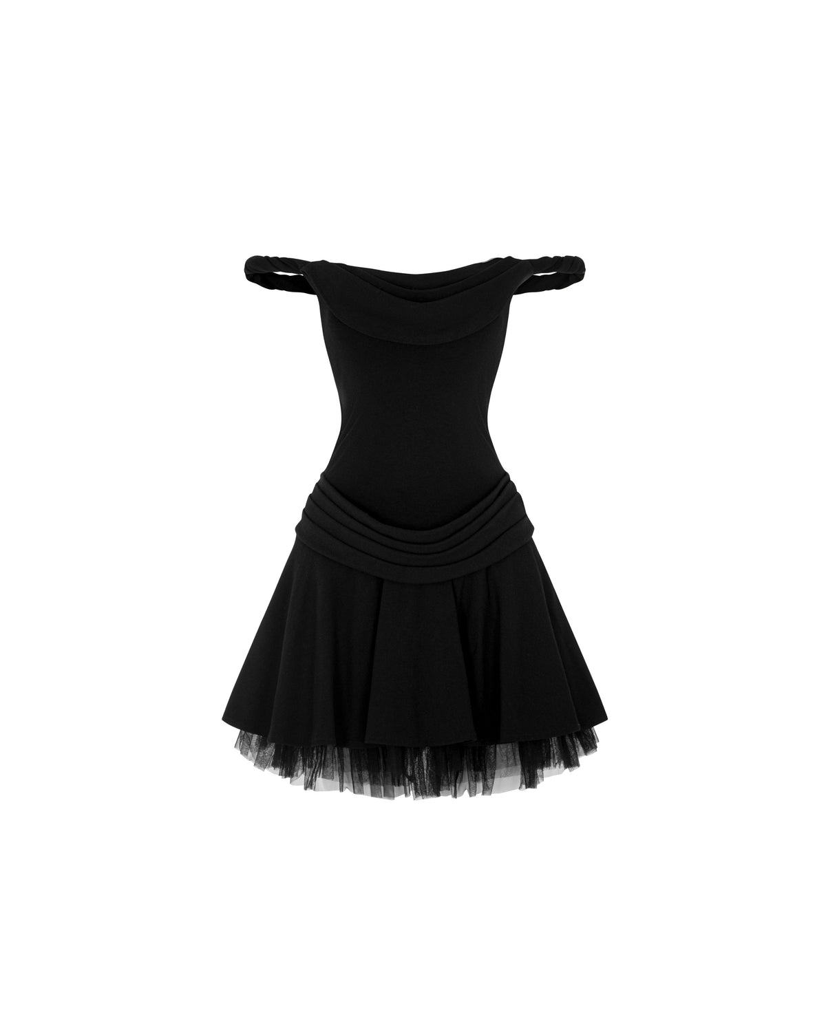 (PRE-ORDER) Black Twist-Shoulder Knit Dress