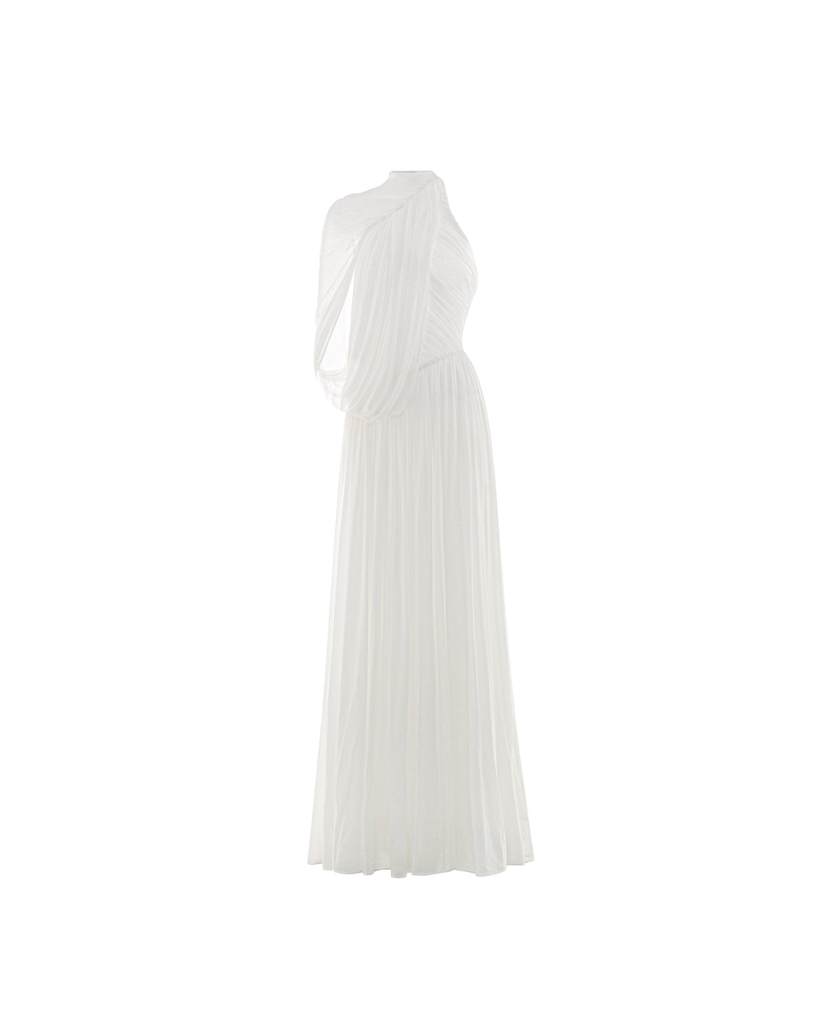 (PRE-ORDER) One-Shoulder Cape Ruched Flared Dress