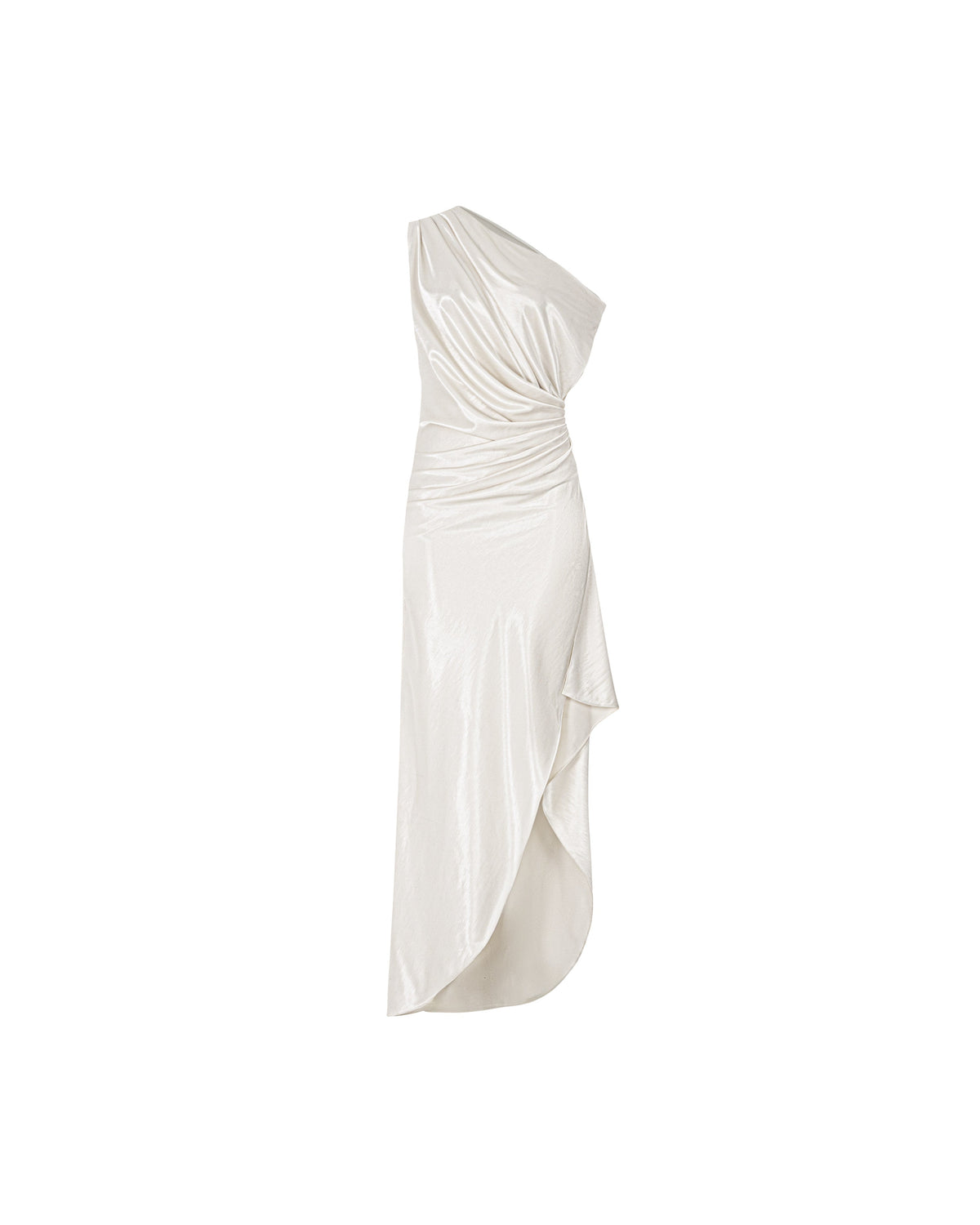 (PRE-ORDER) One-Shoulder Pleated Silk Dress