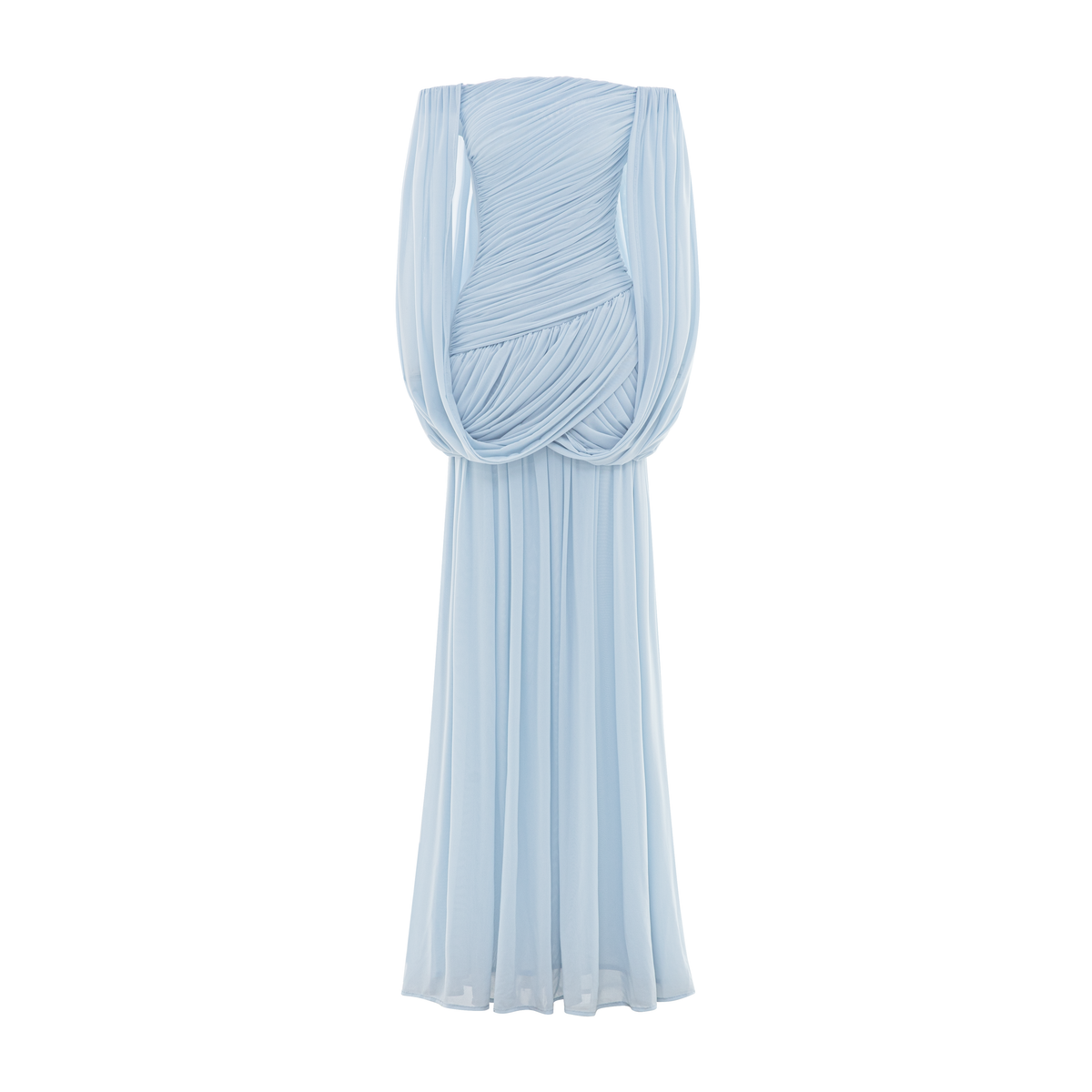 Off Shoulder Ruched Cape Dress