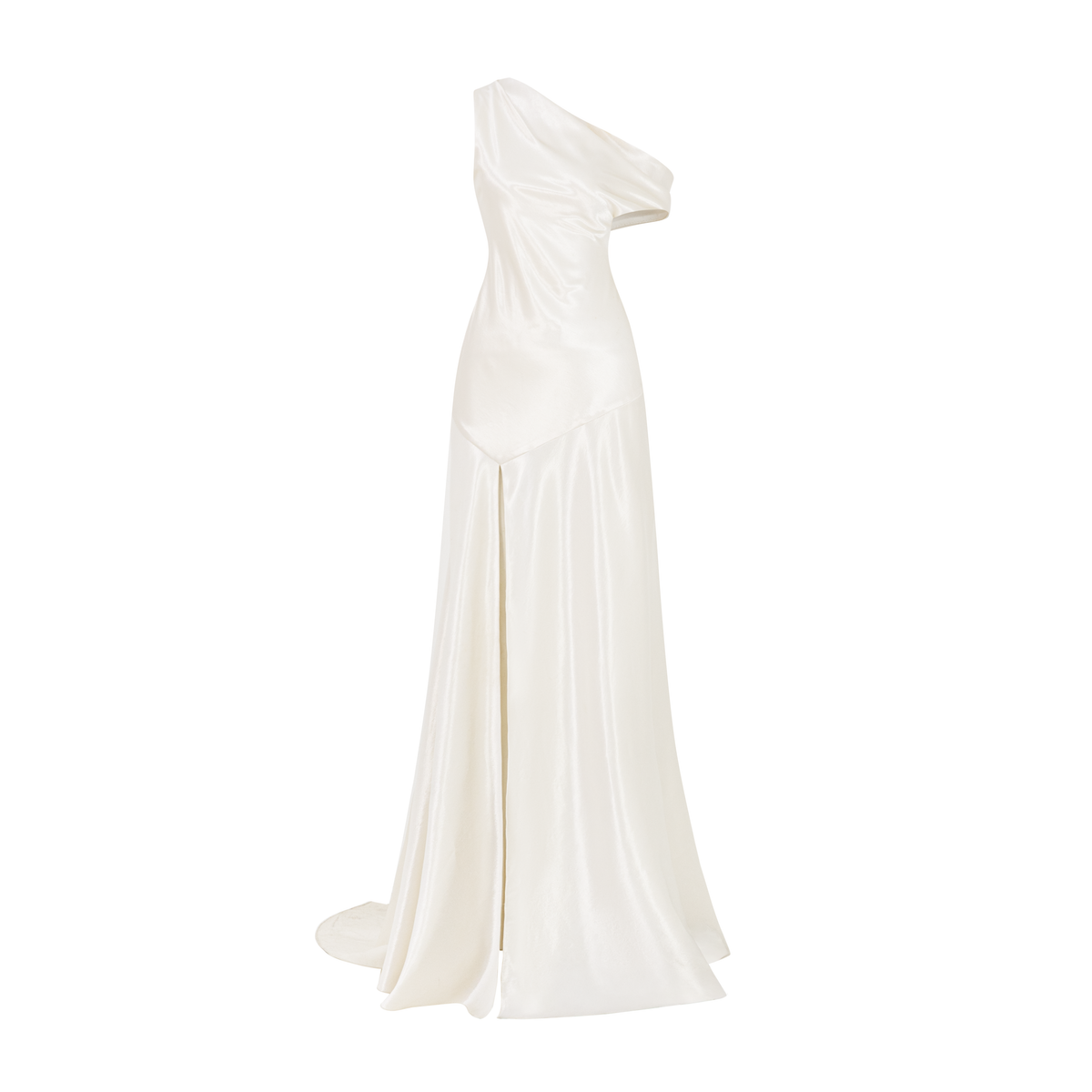 One-Shoulder Backless Slit Silk Dress