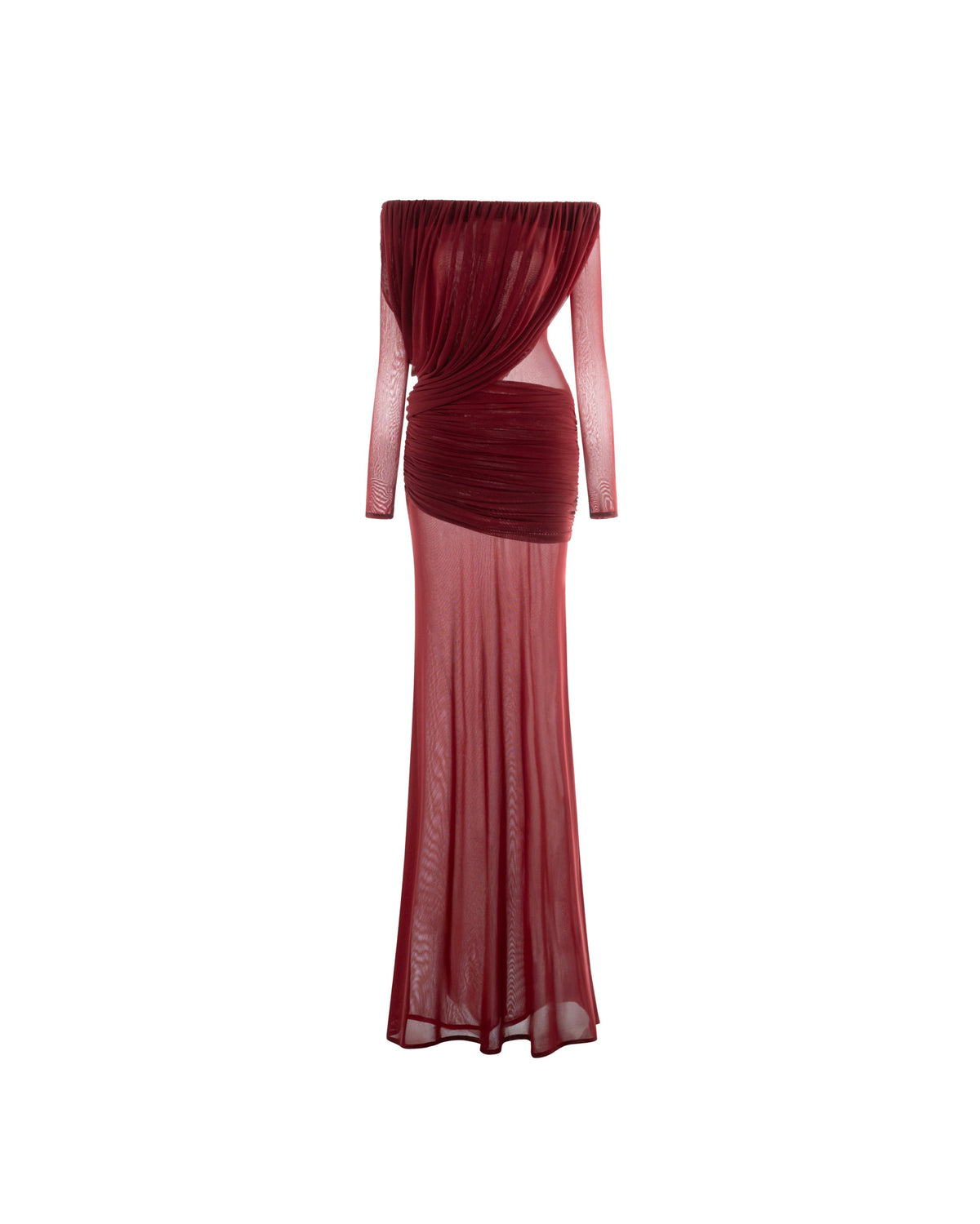 (PRE-ORDER) Off-Shoulder Draped Mesh Dress