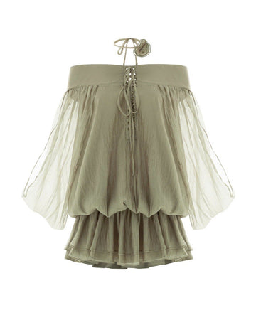 Off-Shoulder Dropped Waist Dress