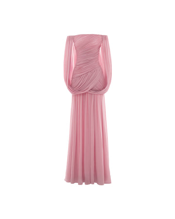 (PRE-ORDER) Off Shoulder Ruched Cape Dress