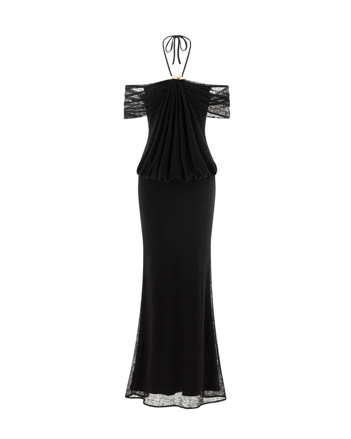 (PRE-ORDER) Stretch Mesh Off-Shoulder Midi Dress