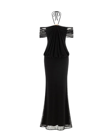 (PRE-ORDER) Stretch Mesh Off-Shoulder Midi Dress