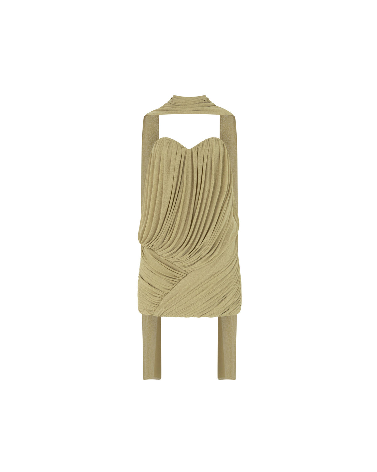 Pomelo Olive Strapless Ruched Mushroom Dress