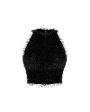 Black Fur Tank Top
