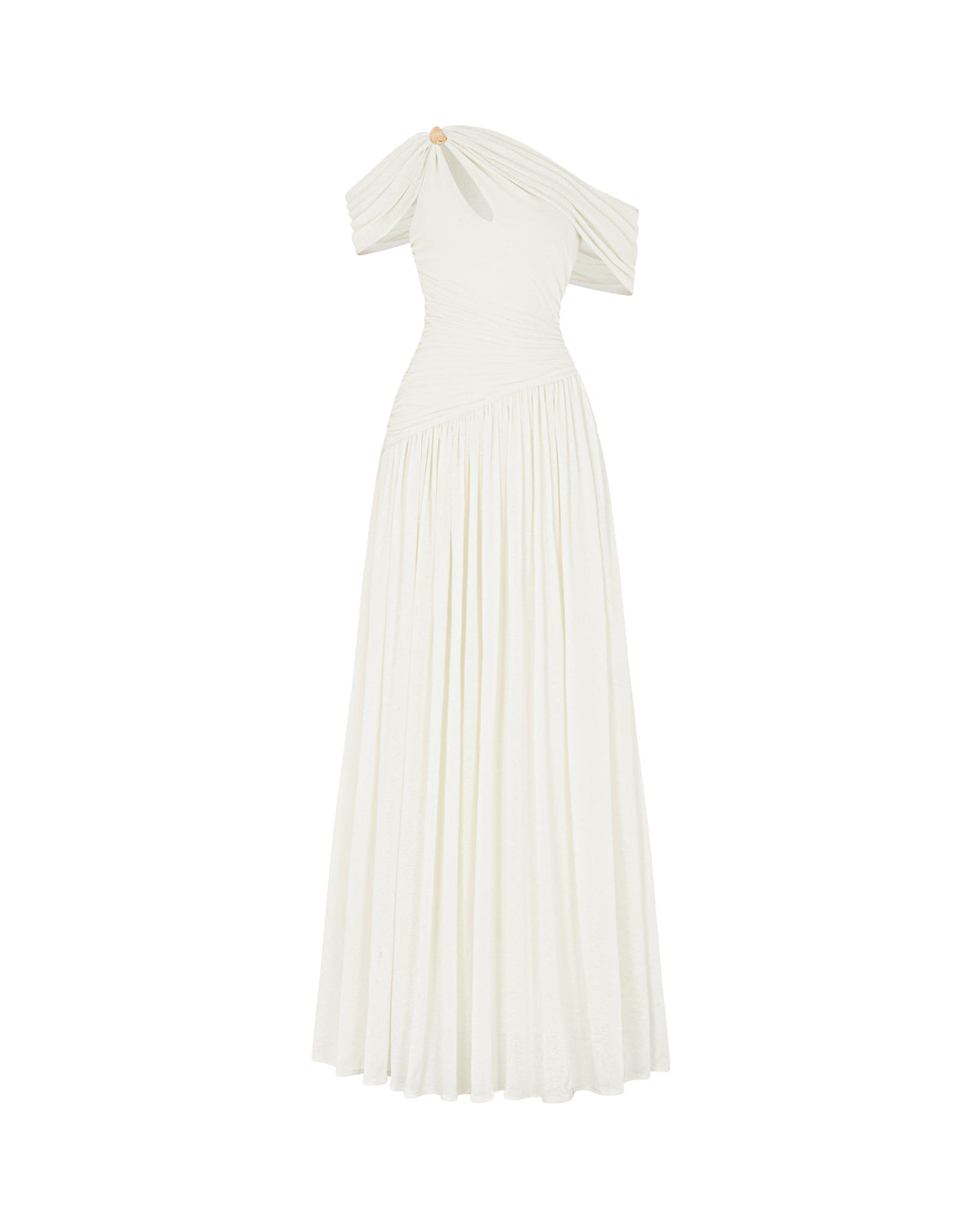 Pleated Draped Shoulder Dress