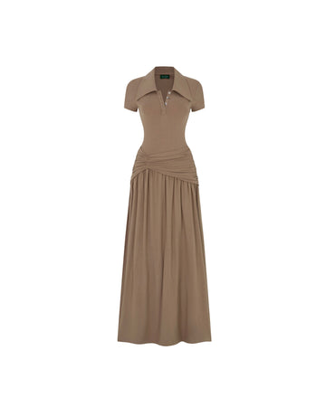 (PRE-ORDER) Long Smocked Waist Polo Dress
