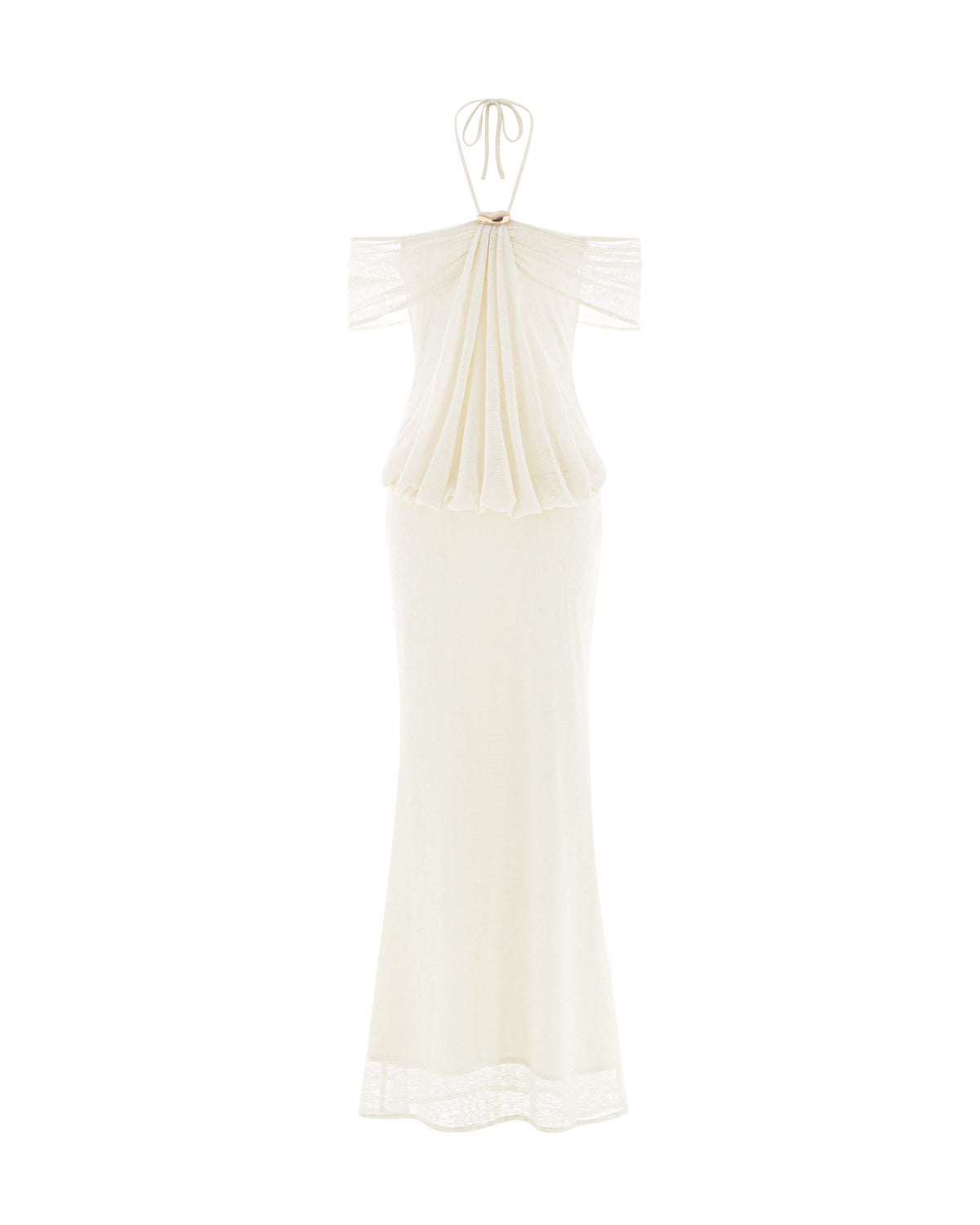(PRE-ORDER) Stretch Mesh Off-Shoulder Midi Dress