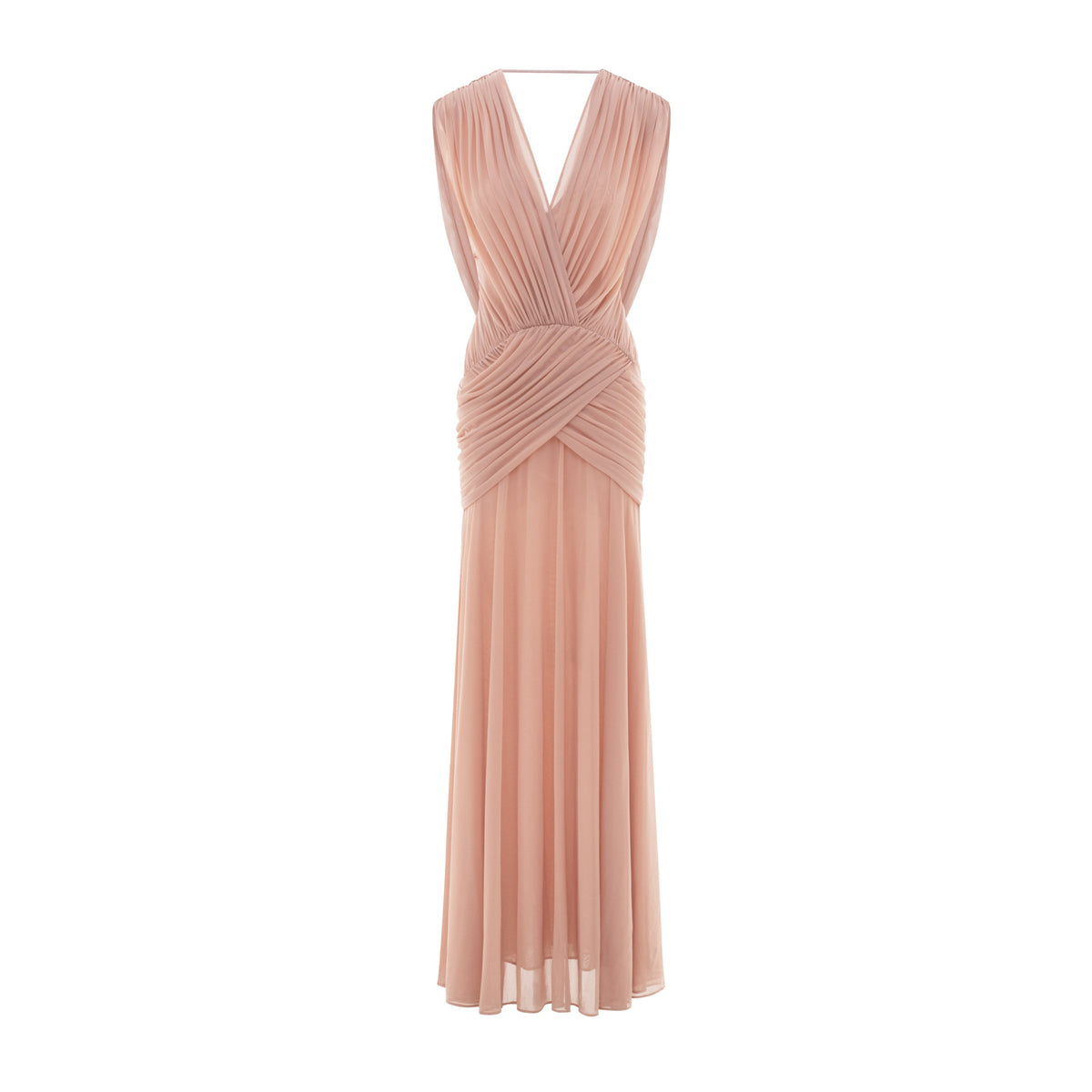 (PRE-ORDER) V-Neck Ruched Stretch Mesh Dress