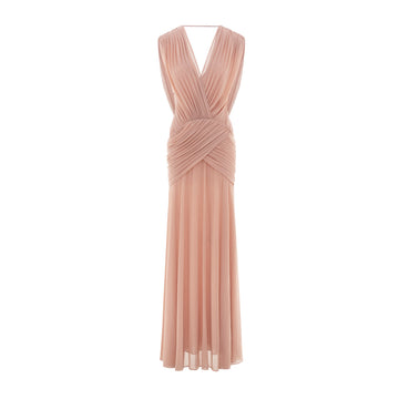 (PRE-ORDER) V-Neck Ruched Stretch Mesh Dress