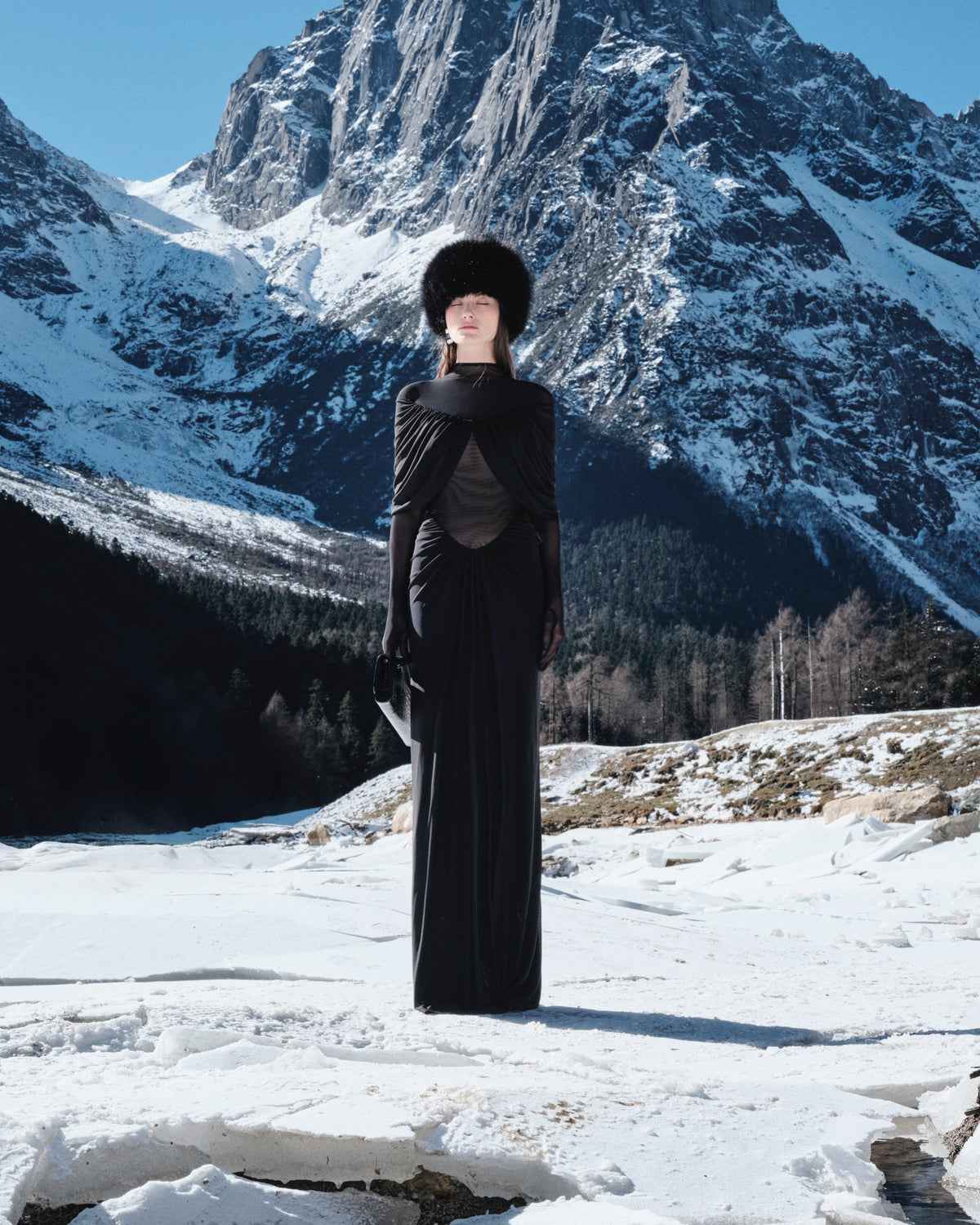 (PRE-ORDER) Draped Pleated Cape Dress