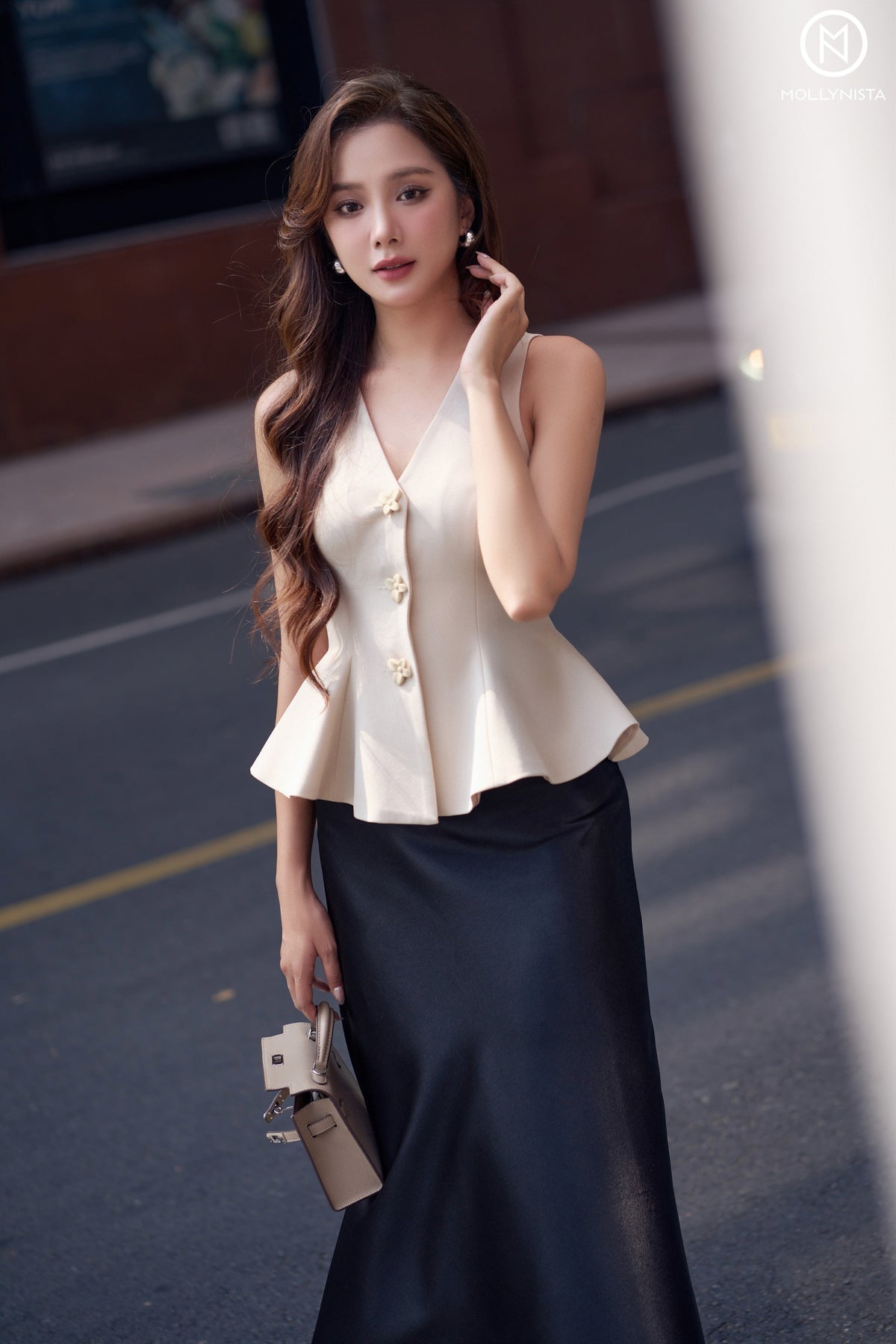 Bloom Button Peplum Vest
