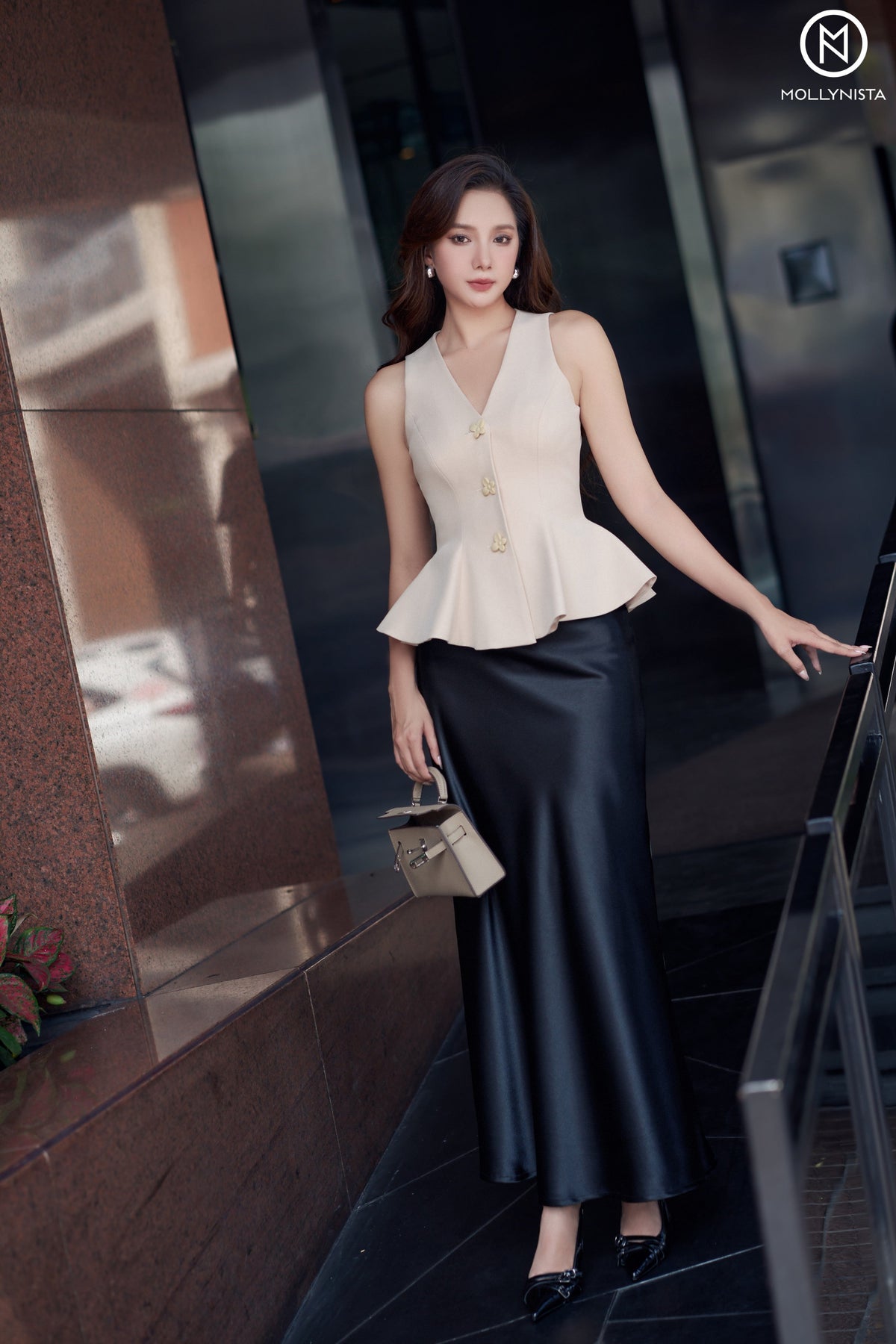 Bloom Button Peplum Vest