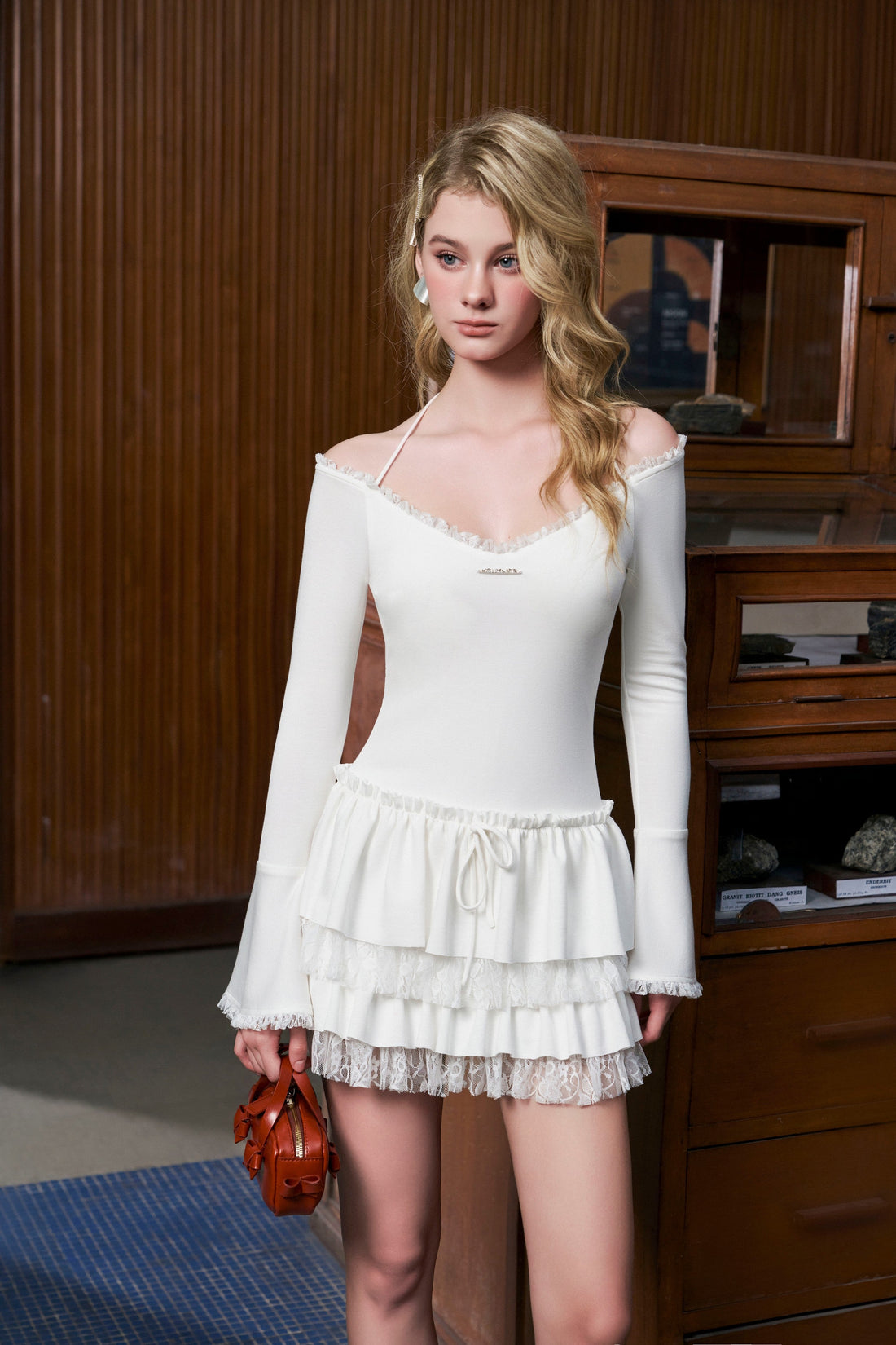 Flared Sleeve Lace Dress