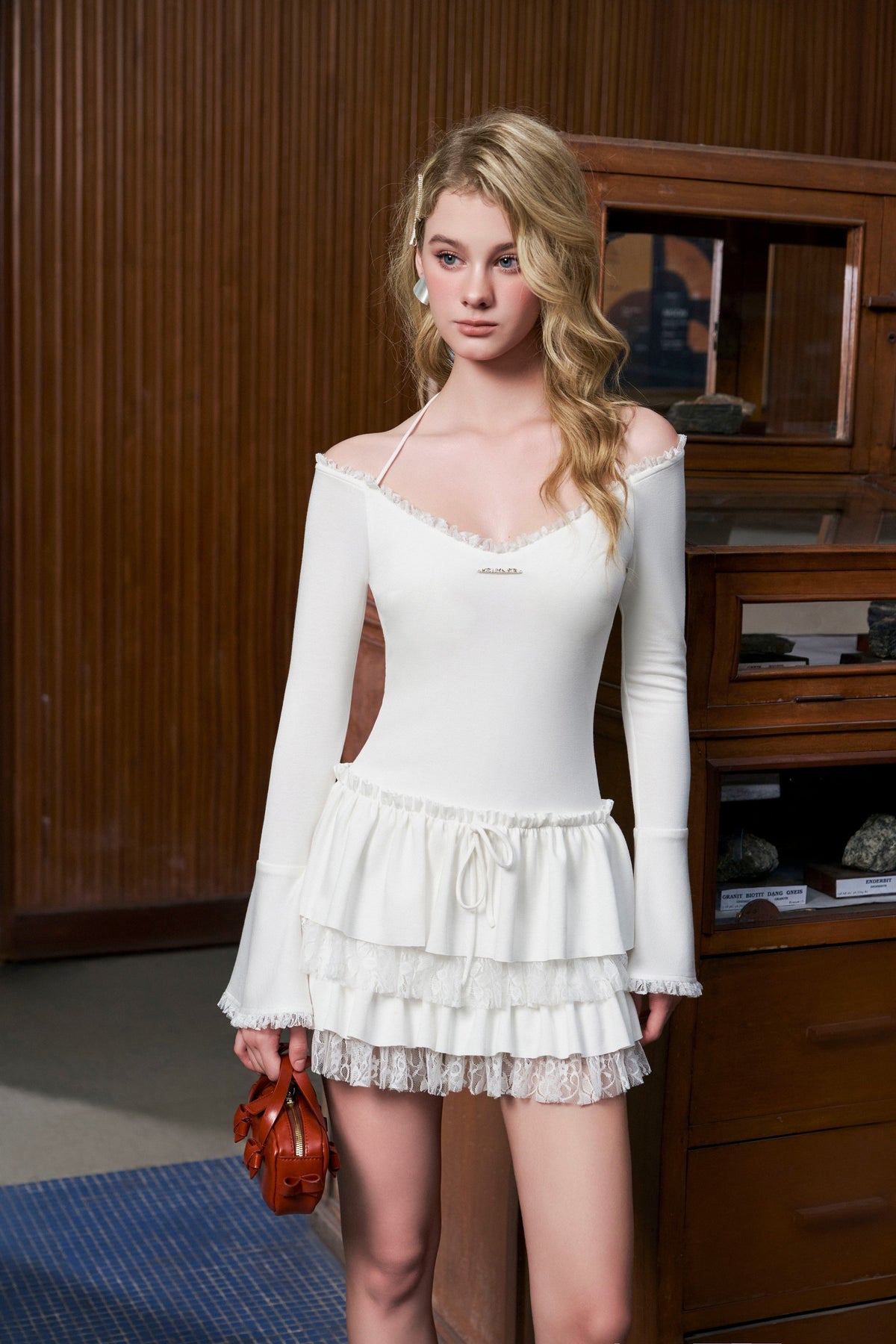 Flared Sleeve Lace Dress