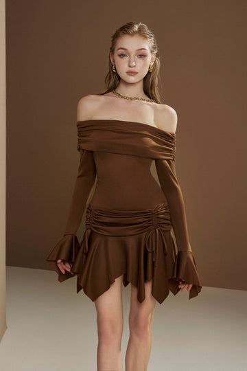 Off-Shoulder Dress With Bell Sleeves