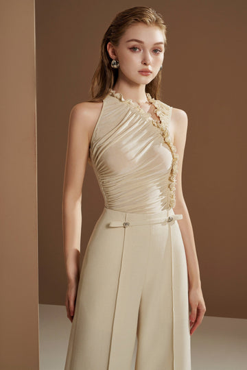 Ruffled sleeveless bodysuit